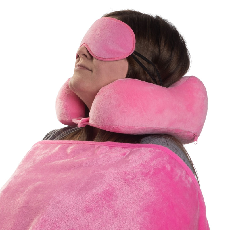 Alwyn Home Putra Travel Pillow Set - Memory Foam Pillow, Fleece